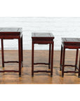 Set of Three Chinese Vintage Rosewood Nesting Tables with Reddish Brown Patina-2. Asian & Chinese Furniture, Art, Antiques, Vintage Home Décor for sale at FEA Home