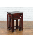 Set of Three Chinese Vintage Rosewood Nesting Tables with Reddish Brown Patina-5. Asian & Chinese Furniture, Art, Antiques, Vintage Home Décor for sale at FEA Home
