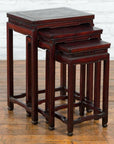 Set of Three Chinese Vintage Rosewood Nesting Tables with Reddish Brown Patina-6. Asian & Chinese Furniture, Art, Antiques, Vintage Home Décor for sale at FEA Home