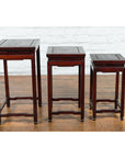 Set of Three Chinese Vintage Rosewood Nesting Tables with Reddish Brown Patina-7. Asian & Chinese Furniture, Art, Antiques, Vintage Home Décor for sale at FEA Home
