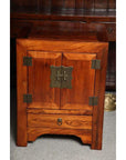 Shanxi Style Elmwood Bedside Cabinet With Traditional Brass Hardware-4. Asian & Chinese Furniture, Art, Antiques, Vintage Home Décor for sale at FEA Home