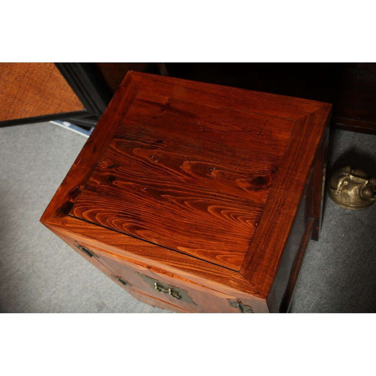 Shanxi Style Elmwood Bedside Cabinet With Traditional Brass Hardware-5. Asian & Chinese Furniture, Art, Antiques, Vintage Home Décor for sale at FEA Home