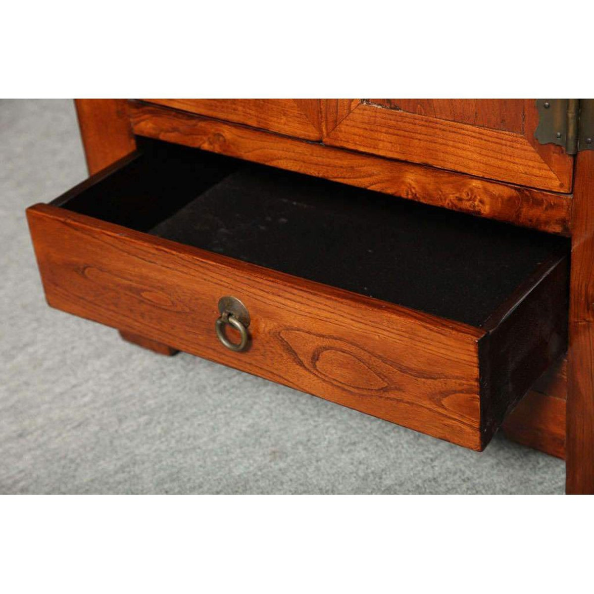 Shanxi Style Elmwood Bedside Cabinet With Traditional Brass Hardware-7. Asian & Chinese Furniture, Art, Antiques, Vintage Home Décor for sale at FEA Home