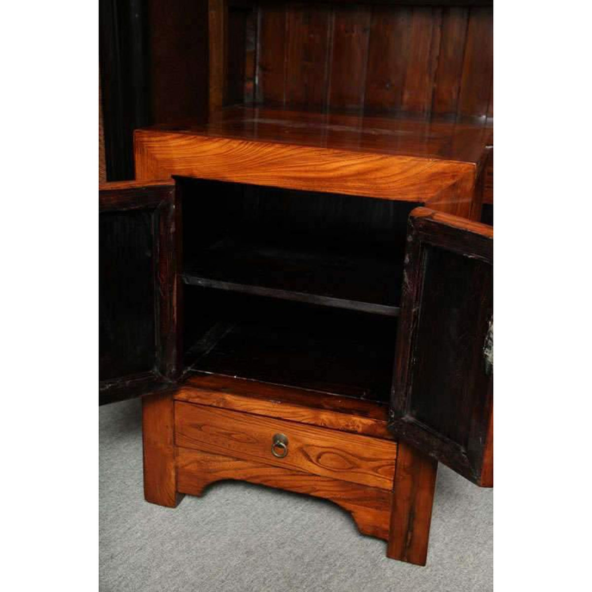 Shanxi Style Elmwood Bedside Cabinet With Traditional Brass Hardware-8. Asian & Chinese Furniture, Art, Antiques, Vintage Home Décor for sale at FEA Home
