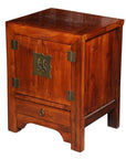 Shanxi Style Elmwood Bedside Cabinet With Traditional Brass Hardware-1. Asian & Chinese Furniture, Art, Antiques, Vintage Home Décor for sale at FEA Home