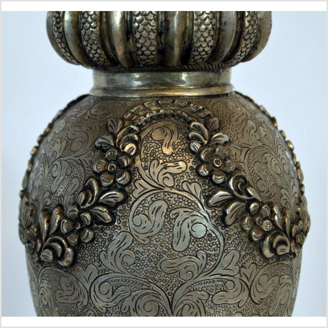 Silver Plated Hand Tooled Incense Burner-3. Asian & Chinese Furniture, Art, Antiques, Vintage Home Décor for sale at FEA Home