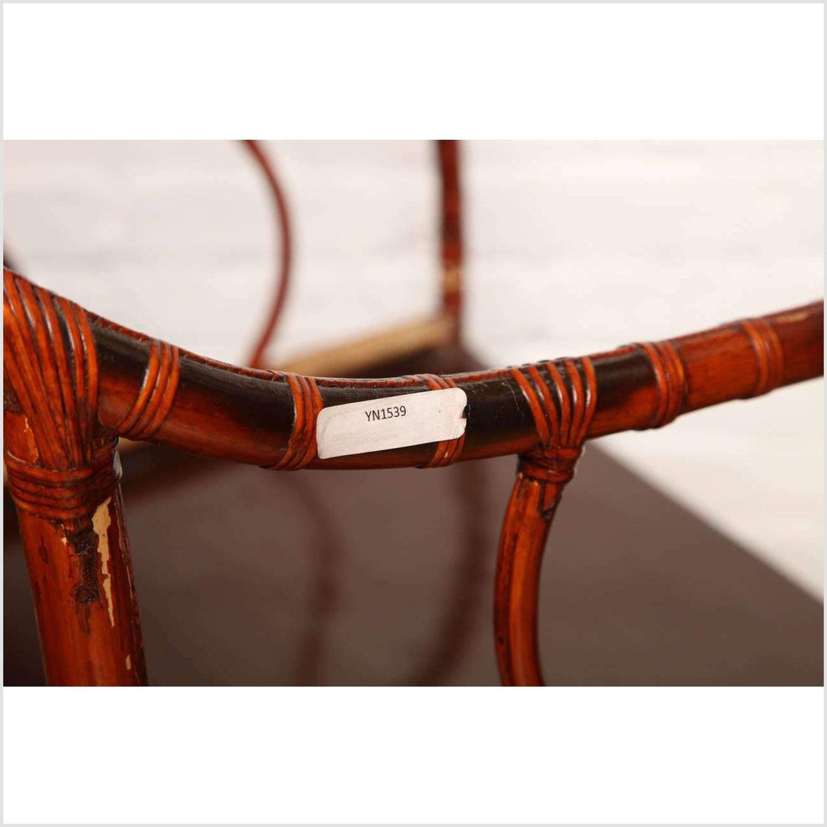 Single 19th Century Chinese Horseshoe-Back Bamboo Armchair with Elm Base-10. Asian & Chinese Furniture, Art, Antiques, Vintage Home Décor for sale at FEA Home