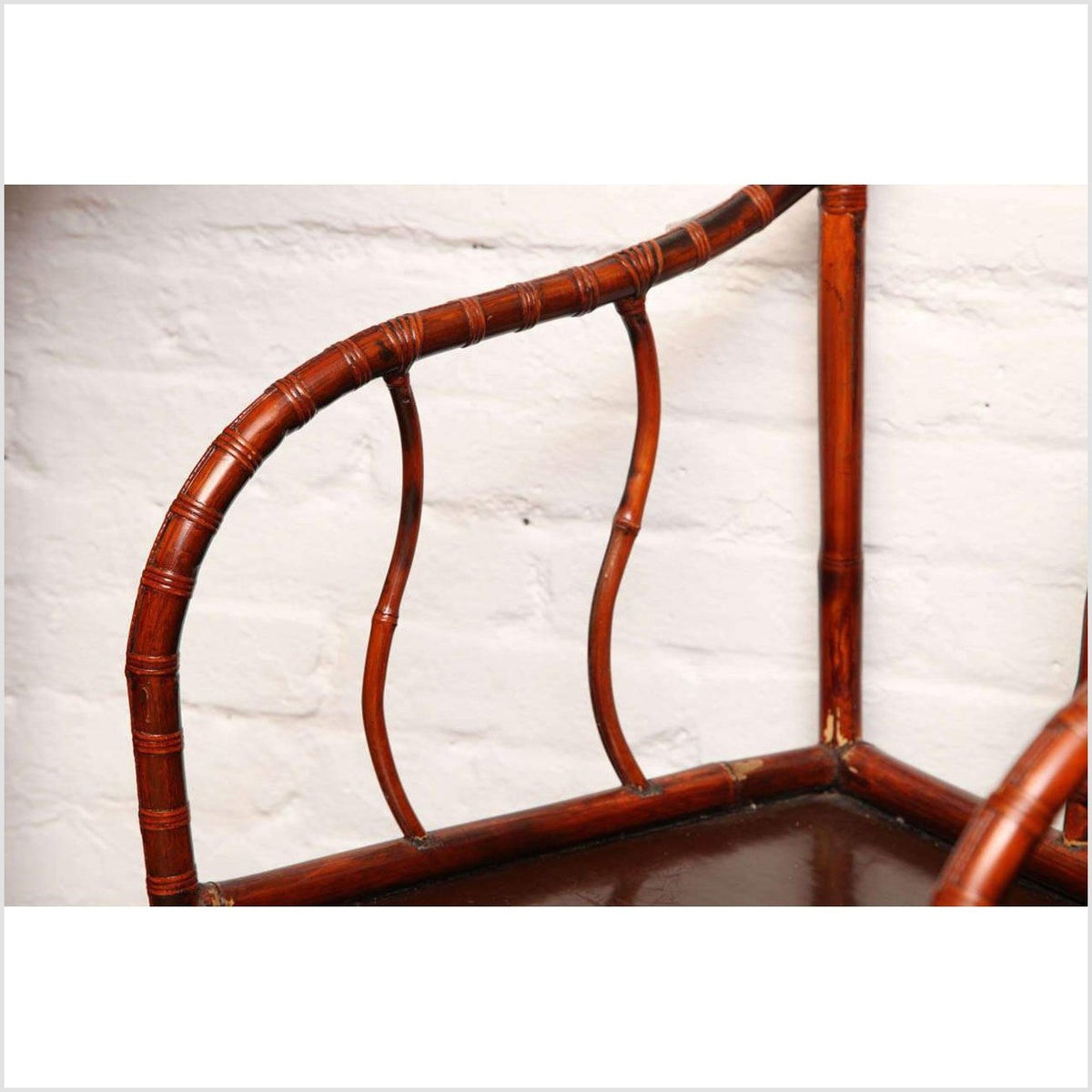 Single 19th Century Chinese Horseshoe-Back Bamboo Armchair with Elm Base-6. Asian & Chinese Furniture, Art, Antiques, Vintage Home Décor for sale at FEA Home