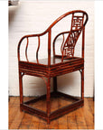 Single 19th Century Chinese Horseshoe-Back Bamboo Armchair with Elm Base-8. Asian & Chinese Furniture, Art, Antiques, Vintage Home Décor for sale at FEA Home