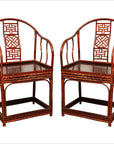 Single 19th Century Chinese Horseshoe-Back Bamboo Armchair with Elm Base-1. Asian & Chinese Furniture, Art, Antiques, Vintage Home Décor for sale at FEA Home