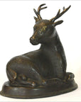 Sitting Deer Bronze Sculpture-4. Asian & Chinese Furniture, Art, Antiques, Vintage Home Décor for sale at FEA Home