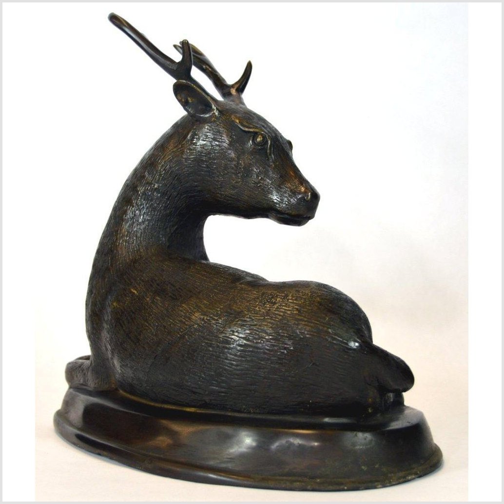 Sitting Deer Bronze Sculpture-6. Asian & Chinese Furniture, Art, Antiques, Vintage Home Décor for sale at FEA Home