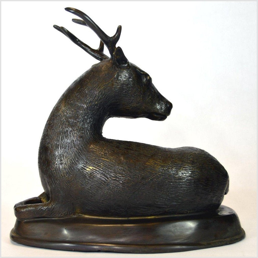 Sitting Deer Bronze Sculpture-8. Asian & Chinese Furniture, Art, Antiques, Vintage Home Décor for sale at FEA Home
