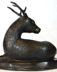 Sitting Deer Bronze Sculpture-8. Asian & Chinese Furniture, Art, Antiques, Vintage Home Décor for sale at FEA Home