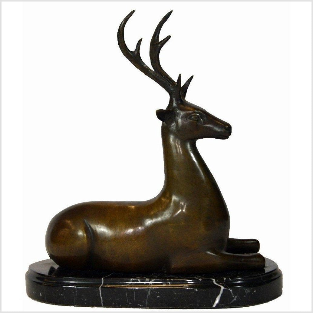 Sitting Deer Bronze Sculpture-5. Asian & Chinese Furniture, Art, Antiques, Vintage Home Décor for sale at FEA Home