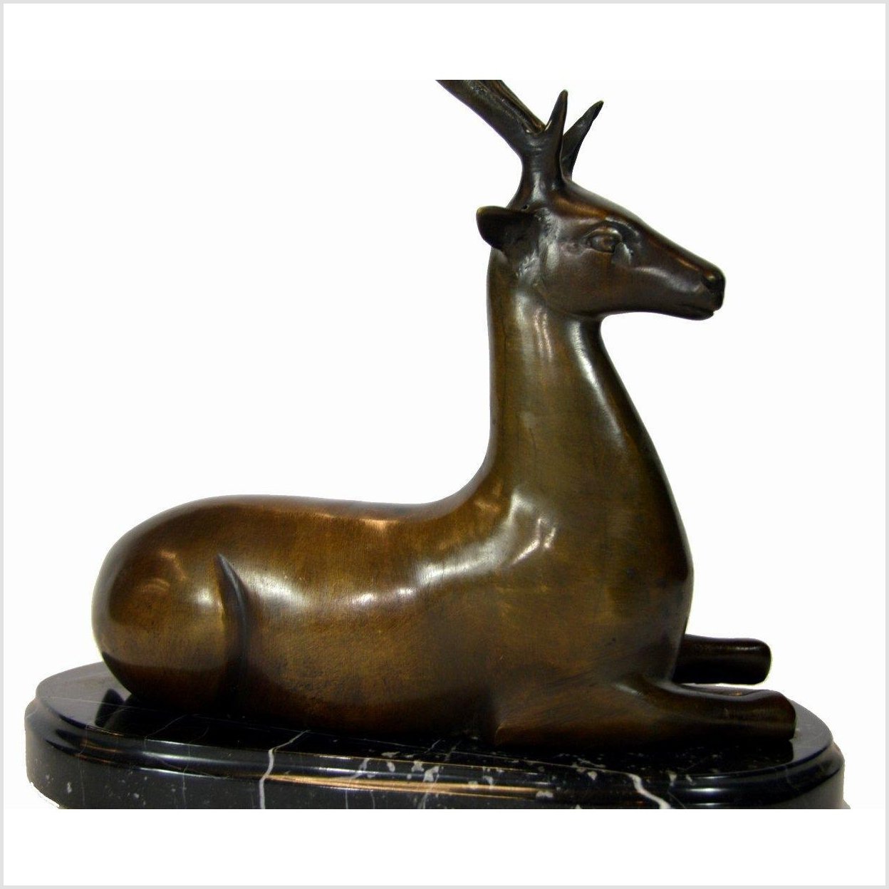 Sitting Deer Bronze Sculpture-7. Asian & Chinese Furniture, Art, Antiques, Vintage Home Décor for sale at FEA Home