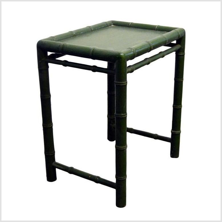 Small Green Bamboo Side Table-3. Asian & Chinese Furniture, Art, Antiques, Vintage Home Décor for sale at FEA Home