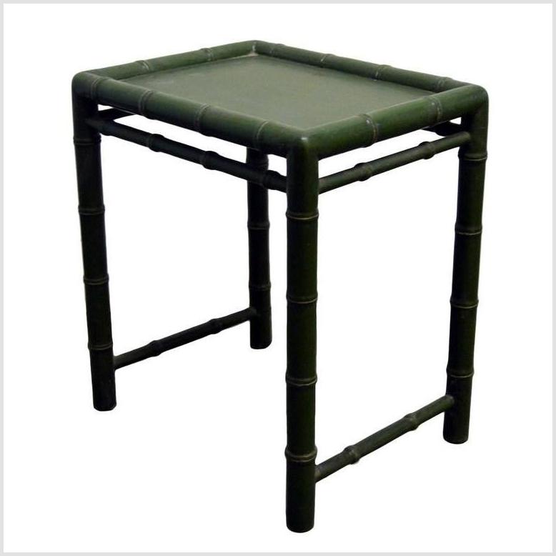 Small Green Bamboo Side Table-4. Asian & Chinese Furniture, Art, Antiques, Vintage Home Décor for sale at FEA Home