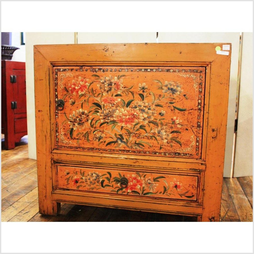 Small Orange Painted Cabinet-4. Asian & Chinese Furniture, Art, Antiques, Vintage Home Décor for sale at FEA Home