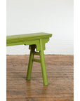 Small Vintage Javanese Bench with A-Frame Base and Custom Green Finish-11. Asian & Chinese Furniture, Art, Antiques, Vintage Home Décor for sale at FEA Home