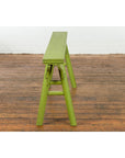 Small Vintage Javanese Bench with A-Frame Base and Custom Green Finish-16. Asian & Chinese Furniture, Art, Antiques, Vintage Home Décor for sale at FEA Home