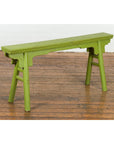 Small Vintage Javanese Bench with A-Frame Base and Custom Green Finish-2. Asian & Chinese Furniture, Art, Antiques, Vintage Home Décor for sale at FEA Home