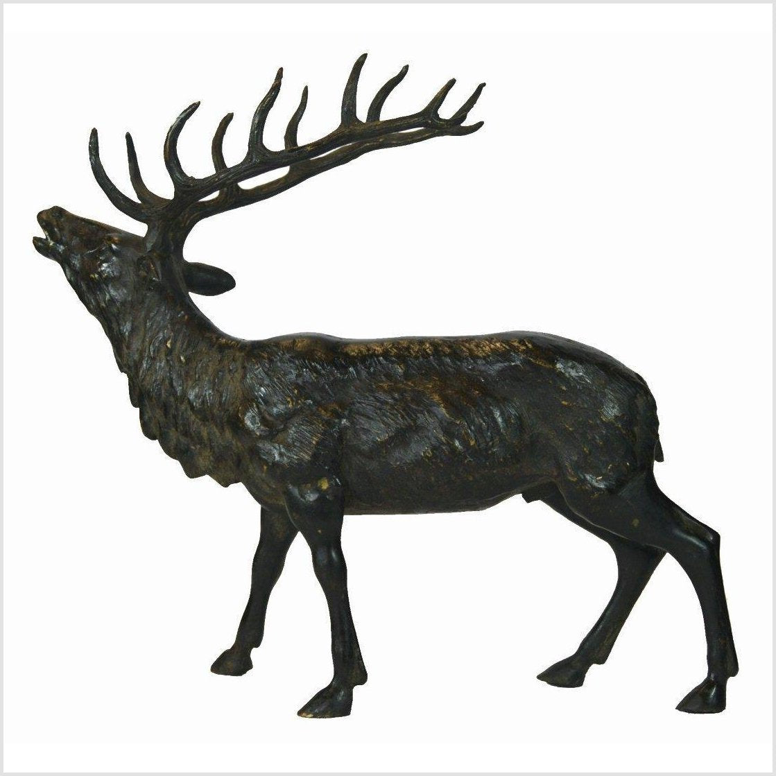 Standing Buck Bronze Sculpture-3. Asian & Chinese Furniture, Art, Antiques, Vintage Home Décor for sale at FEA Home