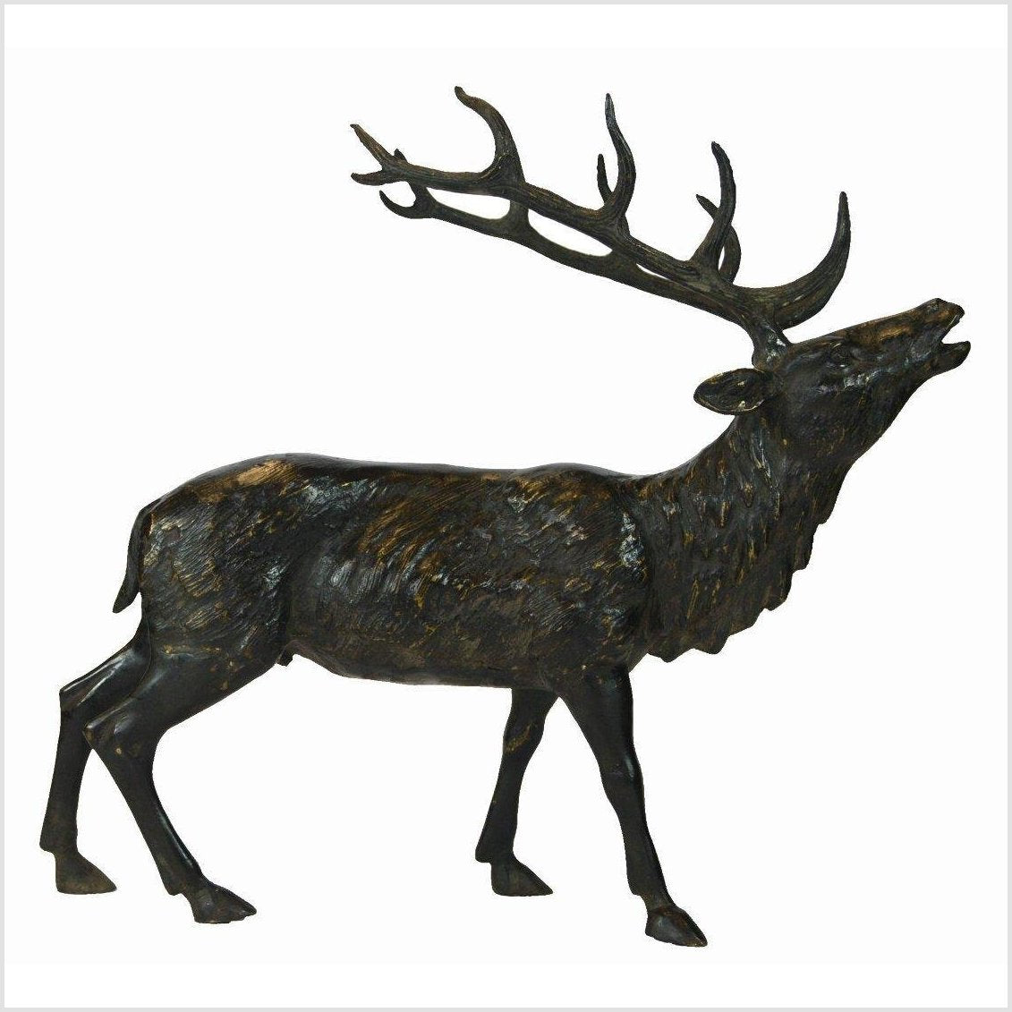 Standing Buck Bronze Sculpture-7. Asian & Chinese Furniture, Art, Antiques, Vintage Home Décor for sale at FEA Home