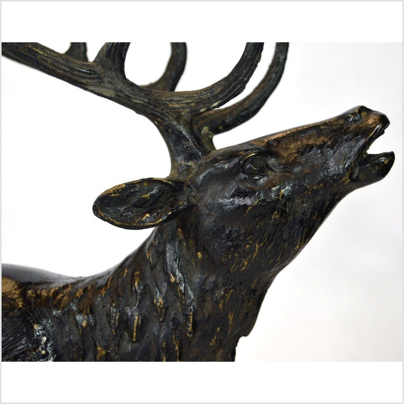 Standing Buck Bronze Sculpture-8. Asian & Chinese Furniture, Art, Antiques, Vintage Home Décor for sale at FEA Home