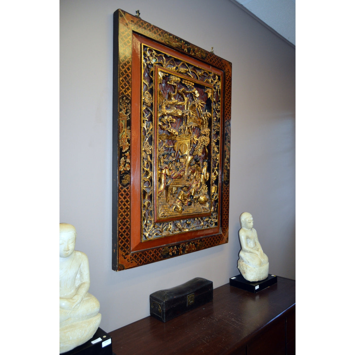 Stunning Chinese Hand-Carved Wall Panel-10. Asian & Chinese Furniture, Art, Antiques, Vintage Home Décor for sale at FEA Home