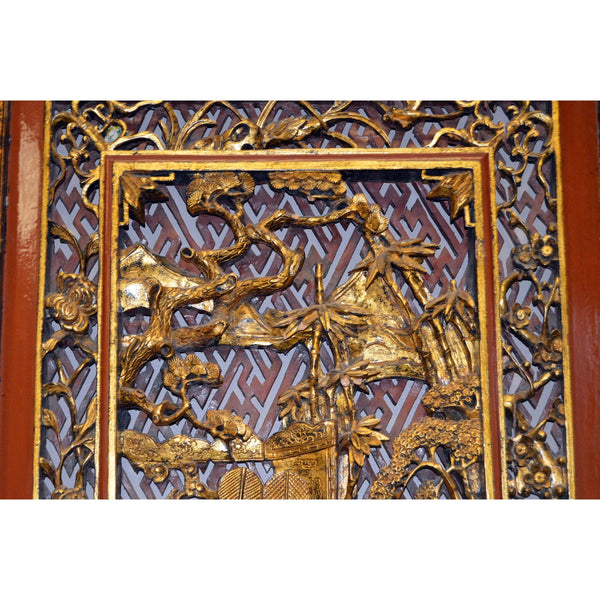 Golden Phoenix Antique buy Chinese Wood Carved Panels Wall Hanging Home Decor One Of A Kind Ornament