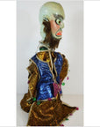 Multicolored fabric Taiwan Opera Doll of a man in traditional garment, displayed upright.