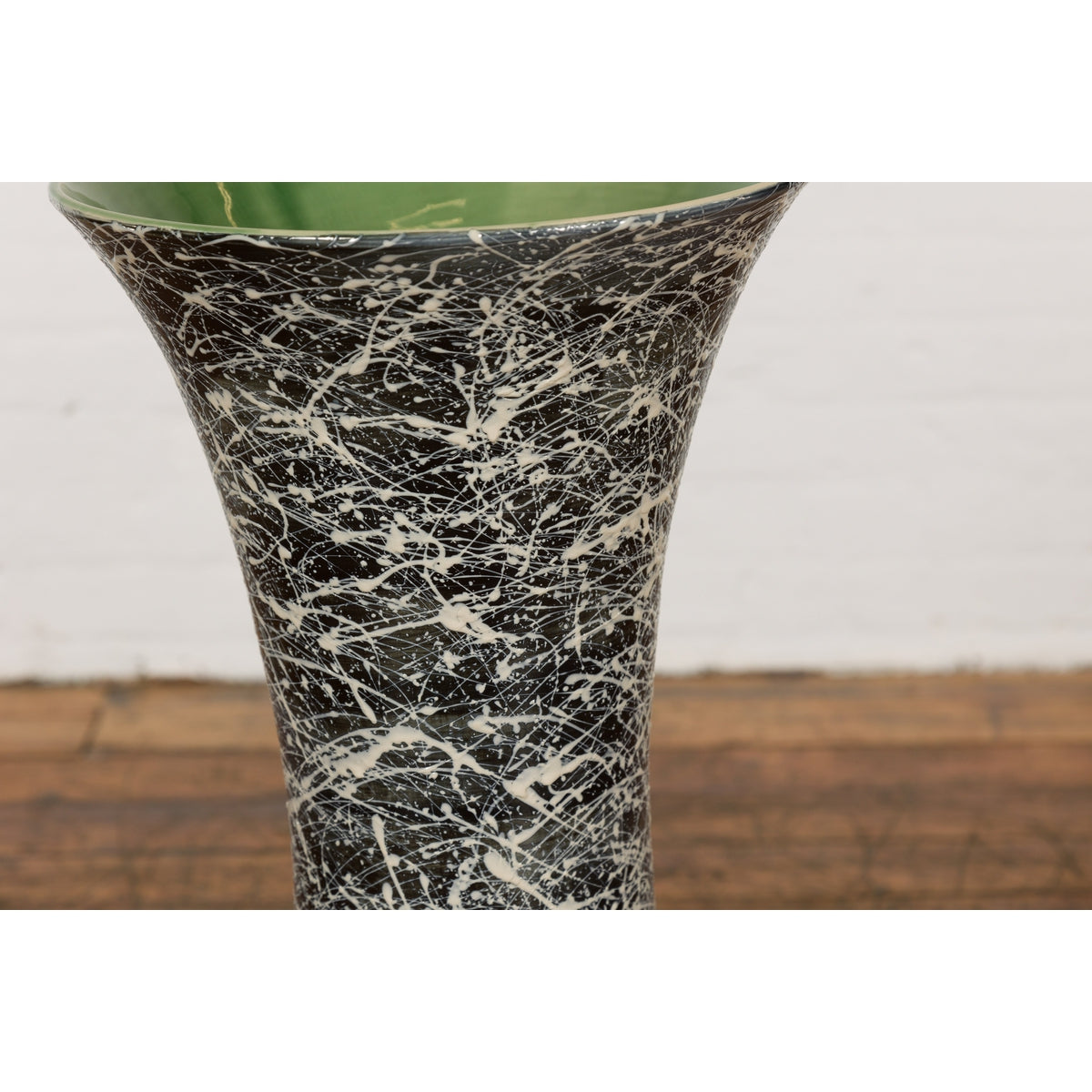 Tall Prem Collection Artisan Made Black and White Vase with Dripping Décor-11. Asian & Chinese Furniture, Art, Antiques, Vintage Home Décor for sale at FEA Home