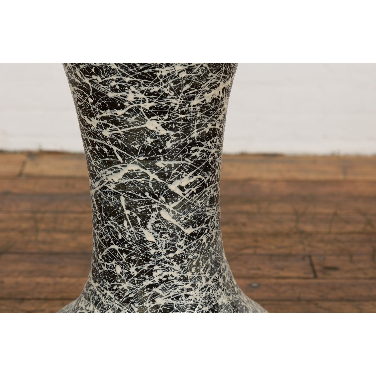 Tall Prem Collection Artisan Made Black and White Vase with Dripping Décor-9. Asian & Chinese Furniture, Art, Antiques, Vintage Home Décor for sale at FEA Home