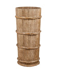 Tall Vintage Rustic Wooden Barrel with Slatted Body and Rope-Style Motifs-1. Asian & Chinese Furniture, Art, Antiques, Vintage Home Décor for sale at FEA Home