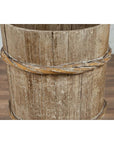 Tall Vintage Rustic Wooden Barrel with Slatted Body and Rope-Style Motifs-7. Asian & Chinese Furniture, Art, Antiques, Vintage Home Décor for sale at FEA Home