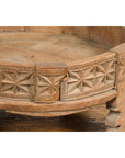 Teak 1920s Indian Chakki Grinding Table with hand carved Geometric Décor-10. Asian & Chinese Furniture, Art, Antiques, Vintage Home Décor for sale at FEA Home