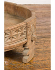 Teak 1920s Indian Chakki Grinding Table with hand carved Geometric Décor-12. Asian & Chinese Furniture, Art, Antiques, Vintage Home Décor for sale at FEA Home