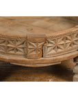 Teak 1920s Indian Chakki Grinding Table with hand carved Geometric Décor-14. Asian & Chinese Furniture, Art, Antiques, Vintage Home Décor for sale at FEA Home