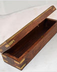 Teak and Brass Pencil/Jewelry Box-2. Asian & Chinese Furniture, Art, Antiques, Vintage Home Décor for sale at FEA Home