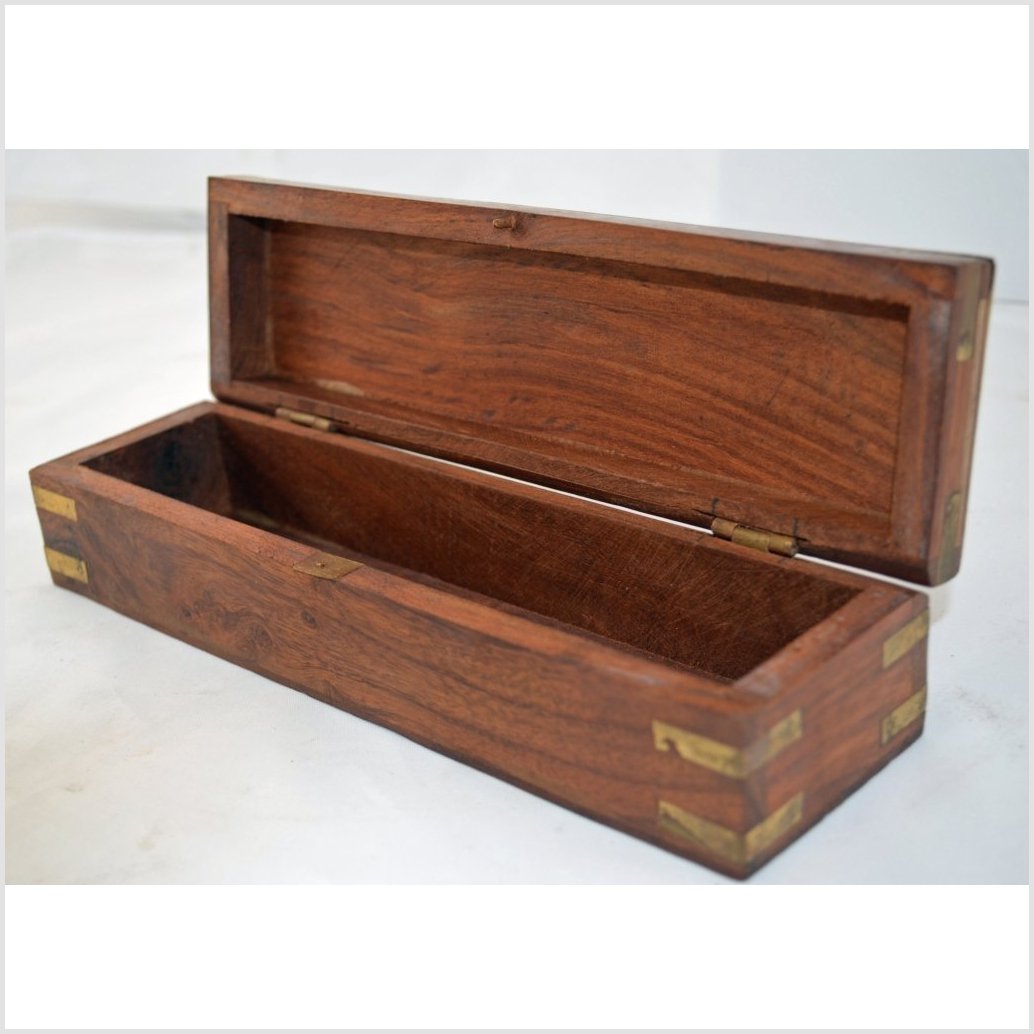 Teak and Brass Pencil/Jewelry Box-3. Asian & Chinese Furniture, Art, Antiques, Vintage Home Décor for sale at FEA Home