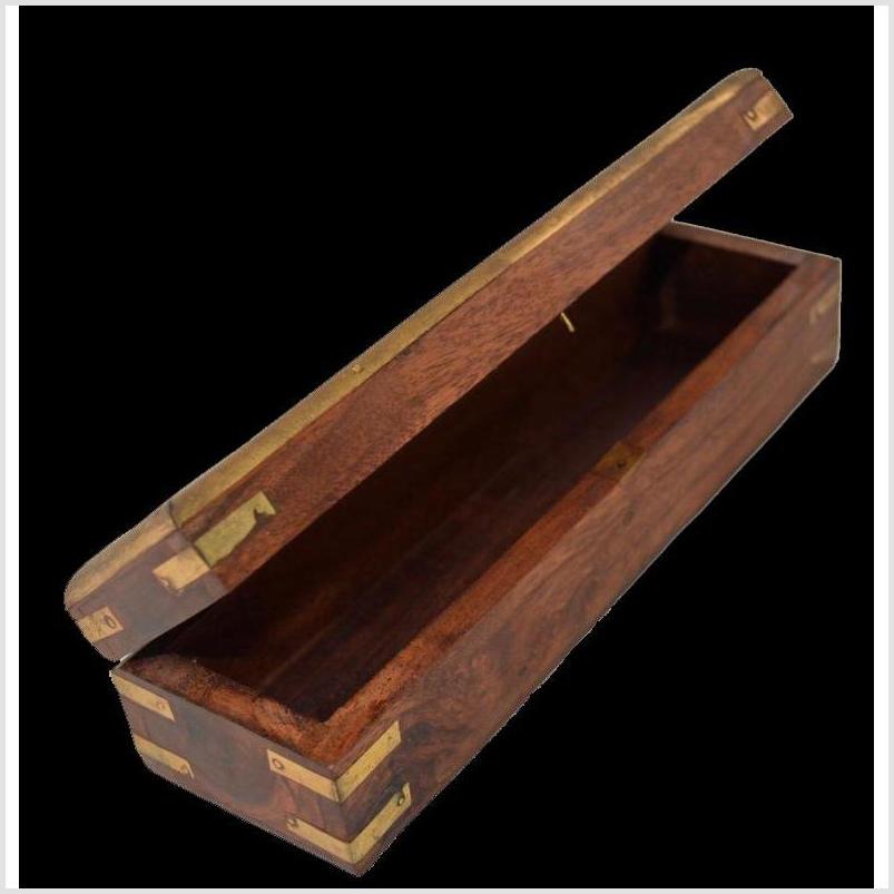 Teak and Brass Pencil/Jewelry Box-4. Asian & Chinese Furniture, Art, Antiques, Vintage Home Décor for sale at FEA Home