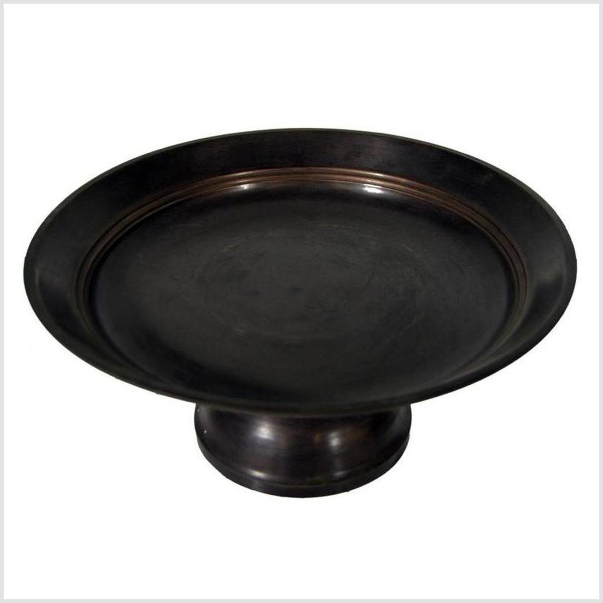 Thai Cylindrical Bronze Cake Stand with Dark Patina from the Late 20th Century-3. Asian & Chinese Furniture, Art, Antiques, Vintage Home Décor for sale at FEA Home
