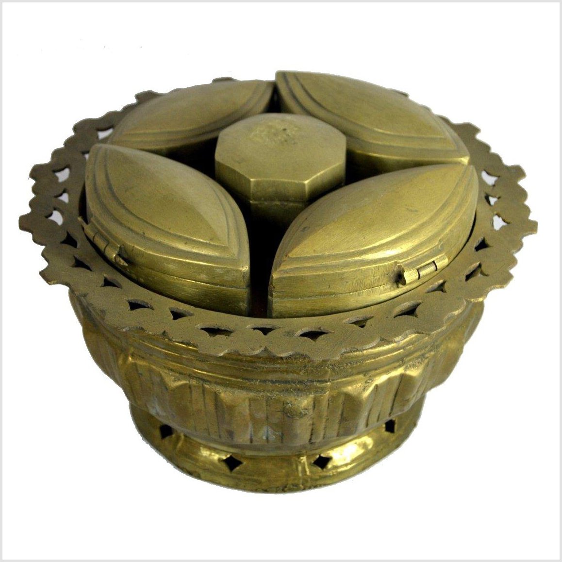 Tiered Betel Nut Brass Box-6. Asian & Chinese Furniture, Art, Antiques, Vintage Home Décor for sale at FEA Home