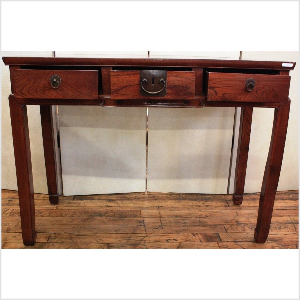 Triple Drawer Desk-3. Asian & Chinese Furniture, Art, Antiques, Vintage Home Décor for sale at FEA Home