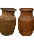 Two Oversized Chinese Rattan Grain Baskets with Flaring Necks, Sold Each-1. Asian & Chinese Furniture, Art, Antiques, Vintage Home Décor for sale at FEA Home