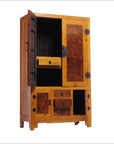 Two-Tone Burl Wood, Elmwood Armoire with Doors and Drawers-4. Asian & Chinese Furniture, Art, Antiques, Vintage Home Décor for sale at FEA Home