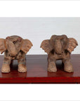 Two Vintage Thai Handmade Carved and Painted Elephant Sculptures from Chiang Mai-16. Asian & Chinese Furniture, Art, Antiques, Vintage Home Décor for sale at FEA Home
