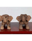 Two Vintage Thai Handmade Carved and Painted Elephant Sculptures from Chiang Mai-16. Asian & Chinese Furniture, Art, Antiques, Vintage Home Décor for sale at FEA Home
