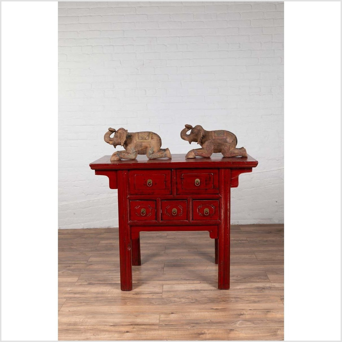 Two Vintage Thai Handmade Carved and Painted Elephant Sculptures from Chiang Mai-19. Asian & Chinese Furniture, Art, Antiques, Vintage Home Décor for sale at FEA Home
